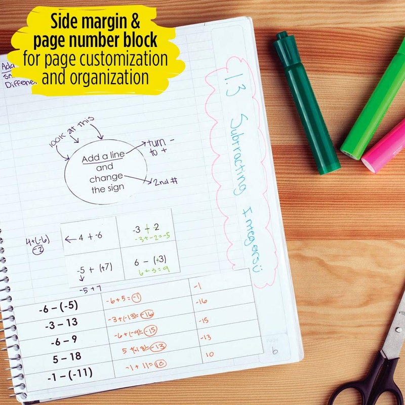 Five Star Interactive Notetaking, 1 Subject, College Ruled Spiral Notebook, 100 Sheets, 11" x 8-1/2", Customizable, Green (06374AQ8) - Image 4